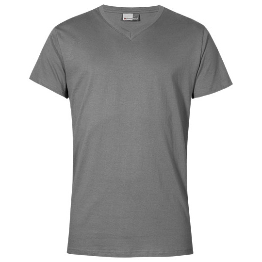 T-shirt Meski V-neck Klasyczny Bawelniany E3025 - Steel Grey (Solid)