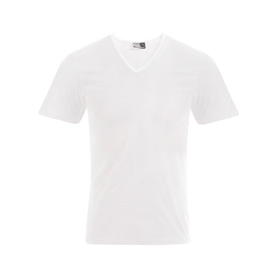 T-shirt Meski Slim Dekolt V E3082 - White
