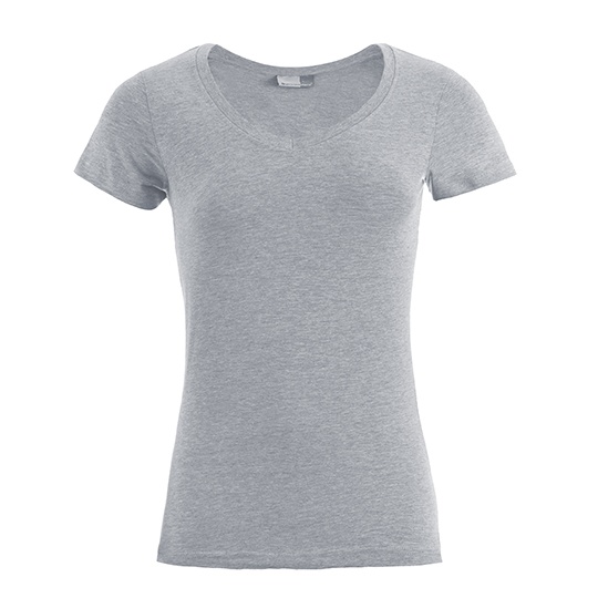 T-shirt Damski Slim Dekolt V E3086 - Sports Grey (Heather)
