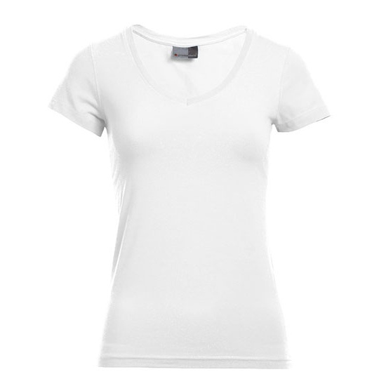 T-shirt Damski Slim Dekolt V E3086 - White