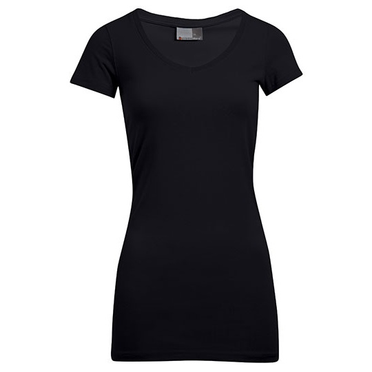 T-shirt Damski Dopasowany Dlugi Bawelna Elastan E3087 - Black