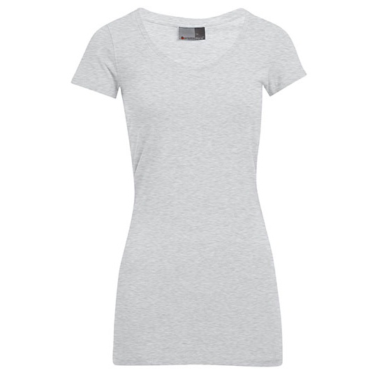 T-shirt Damski Dopasowany Dlugi Bawelna Elastan E3087 - Sports Grey (Heather)