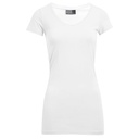 T-shirt Damski Dopasowany Długi Bawełna Elastan E3087 - White