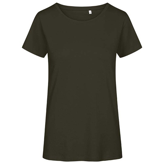 T-shirt Damski Slim Bawełna Organiczna E3095 - Khaki