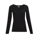 Damski T-shirt Slim z Dlugim Rekawem E4085 - Black