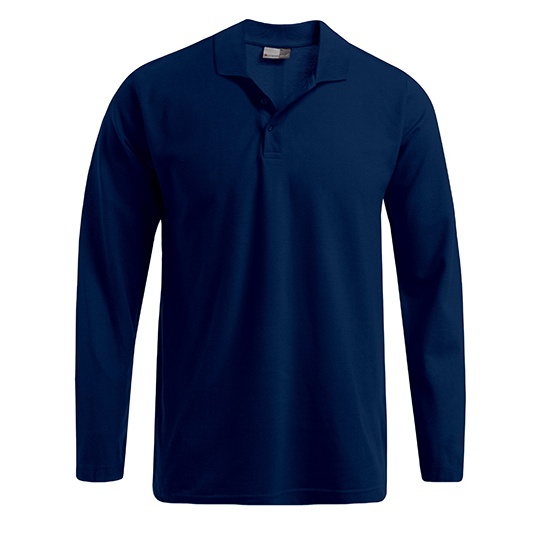 Koszulka Polo Męska Długi Rękaw Bawełniana Pique E4600 - Navy