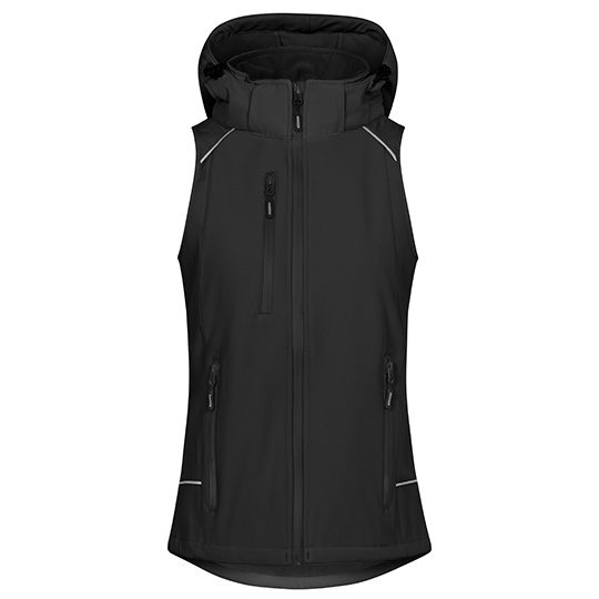 Damska kamizelka softshell z odpinanym kapturem E7845 - Black
