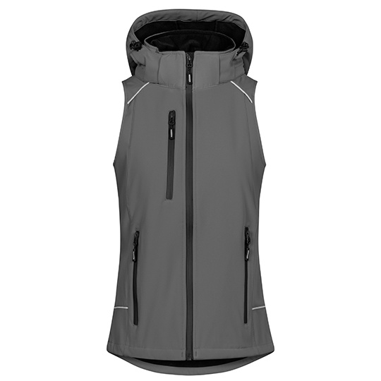Damska kamizelka softshell z odpinanym kapturem E7845 - Steel Gray