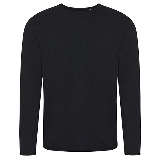 Sweter Klasyczny Dzianinowy Bawełna Poliester Recykling EA060 - Black