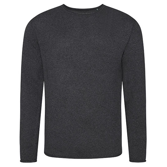 Sweter Klasyczny Dzianinowy Bawełna Poliester Recykling EA060 - Charcoal