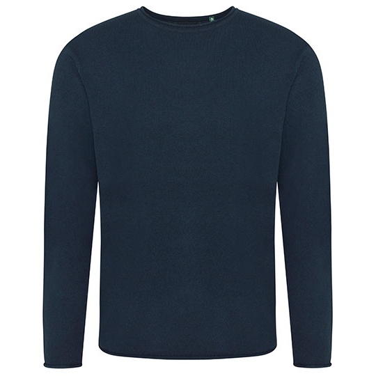 Sweter Klasyczny Dzianinowy Bawelna Poliester Recykling EA060 - Navy