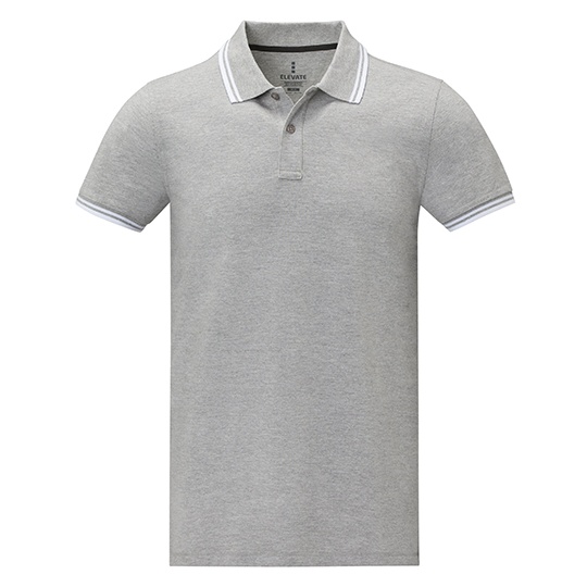 Męskie Polo Piqué z Kontrastowymi Detalami EL38108 - Heather Grey