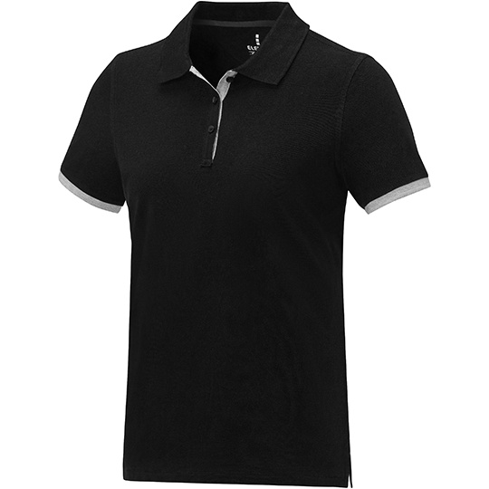 Damskie Polo Pique Bawelniane EL38111 - Black & Heather Grey