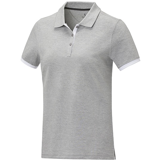 Damskie Polo Pique Bawelniane EL38111 - Heather Grey & White