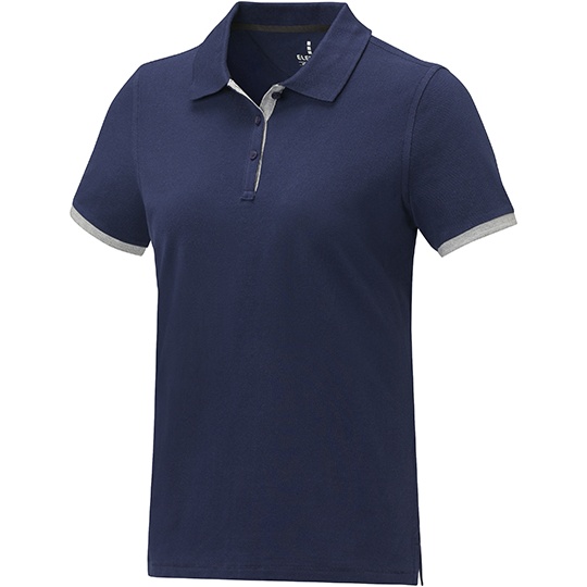 Damskie Polo Pique Bawełniane EL38111 - Navy & Heather Grey