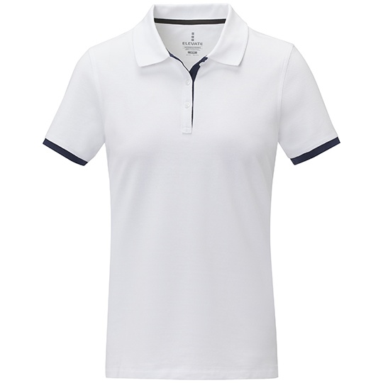 Damskie Polo Pique Bawelniane EL38111 - White & Navy