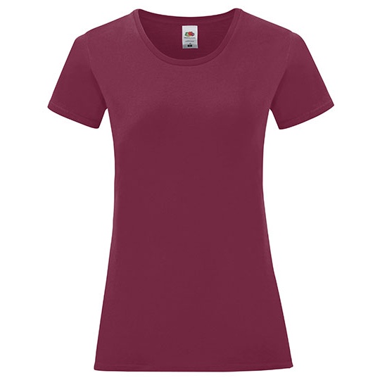 T-shirt Damski Slim Bawelniany F131 - Burgundy