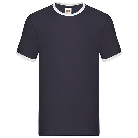Koszulka Meska Klasyczna Bawelniana Ringer F159 - Navy & White
