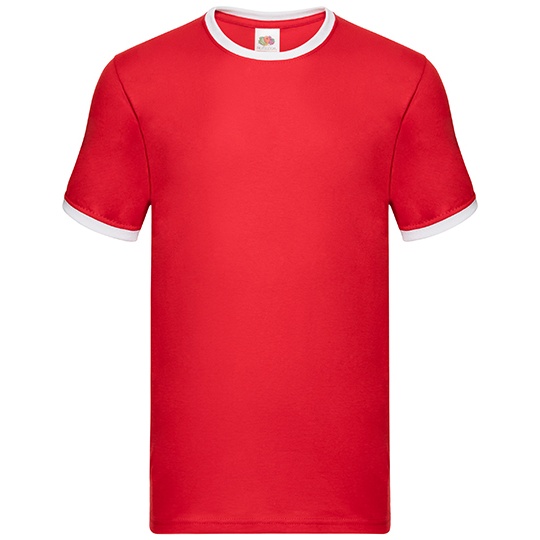 Koszulka Męska Klasyczna Bawełniana Ringer F159 - Red & White