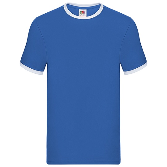 Koszulka Meska Klasyczna Bawelniana Ringer F159 - Royal Blue & White