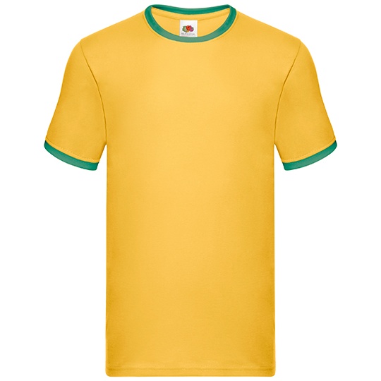 Koszulka Męska Klasyczna Bawełniana Ringer F159 - Sunflower & Kelly Green