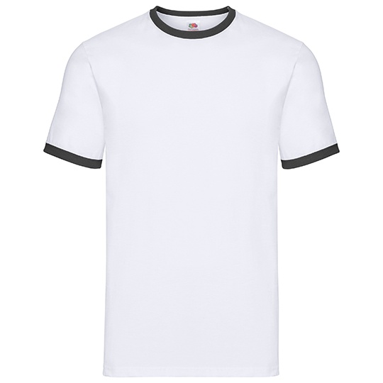 Koszulka Meska Klasyczna Bawelniana Ringer F159 - White & Black