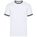 Koszulka Męska Klasyczna Bawełniana Ringer F159 - White & Black