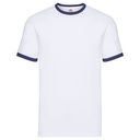 Koszulka Męska Klasyczna Bawełniana Ringer F159 - White & Navy