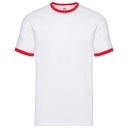Koszulka Męska Klasyczna Bawełniana Ringer F159 - White & Red