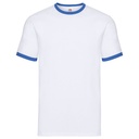 Koszulka Męska Klasyczna Bawełniana Ringer F159 - White & Royal Blue