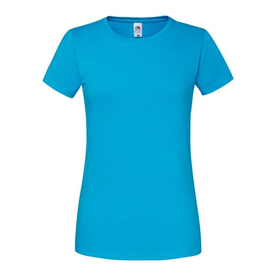 T-shirt Damski Slim Bawelniany F186 - Azure Blue