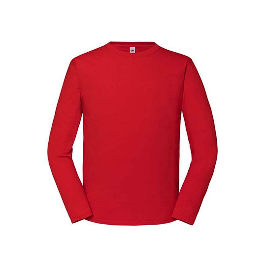 T-shirt Meski Klasyczny Bawelniany Dlugi Rekaw F195 - Red