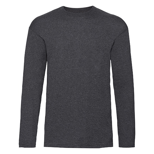 Koszulka Meska Klasyczna Bawelniana Dlugi Rekaw F240 - Dark Grey Heather