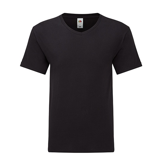 T-shirt slim z dekoltem w serek F273 - Black