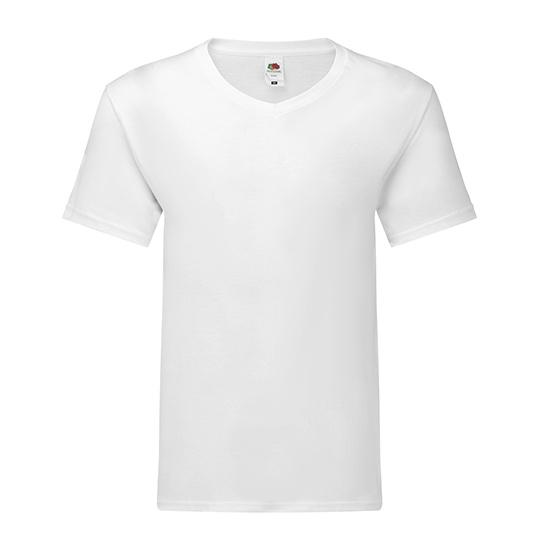 T-shirt slim z dekoltem w serek F273 - White
