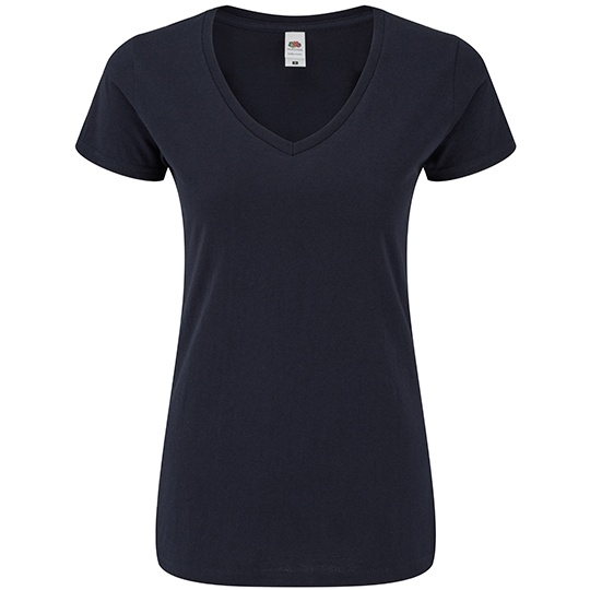 Koszulka Damska Slim Bawelniana Dekolt V F274 - Deep Navy
