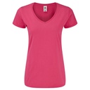 Koszulka Damska Slim Bawełniana Dekolt V F274 - Fuchsia