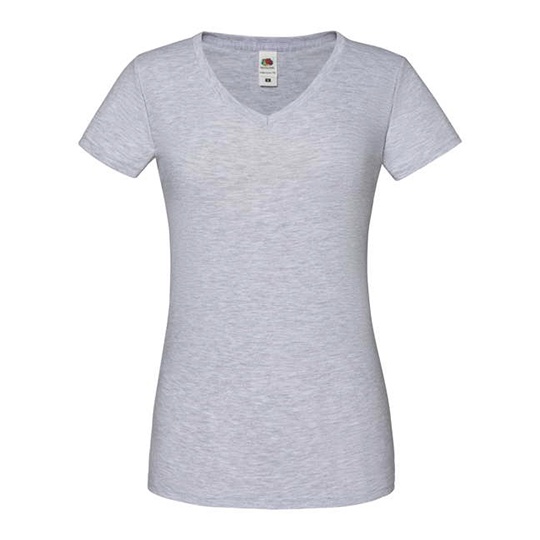 Koszulka Damska Slim Bawelniana Dekolt V F274 - Heather Grey