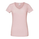 Koszulka Damska Slim Bawełniana Dekolt V F274 - Powder Rose