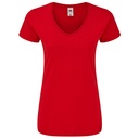 Koszulka Damska Slim Bawełniana Dekolt V F274 - Red