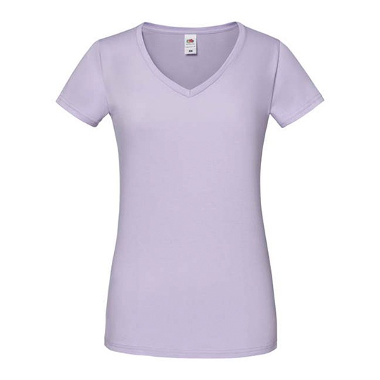 Koszulka Damska Slim Bawelniana Dekolt V F274 - Soft Lavender