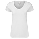 Koszulka Damska Slim Bawełniana Dekolt V F274 - White
