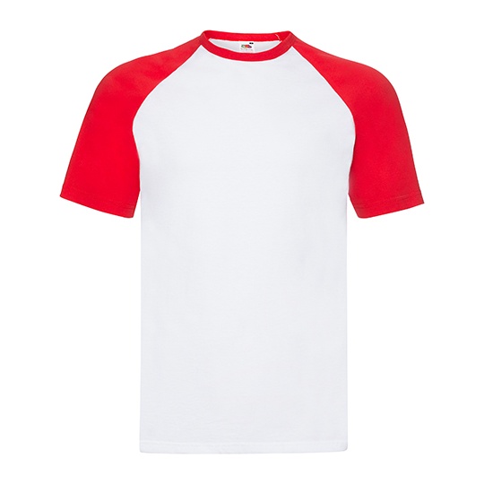 Koszulka Baseballowa Bawelniana F295 - White & Red