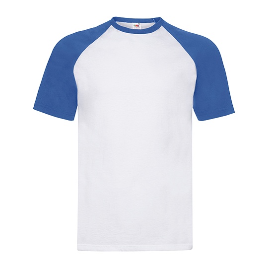 Koszulka Baseballowa Bawelniana F295 - White & Royal Blue