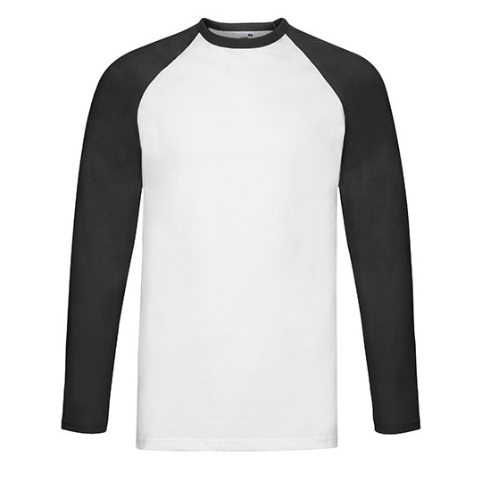 T-shirt Meski Raglanowy Bawelniany F296 - White & Black
