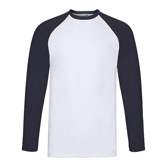 T-shirt Meski Raglanowy Bawelniany F296 - White & Deep Navy
