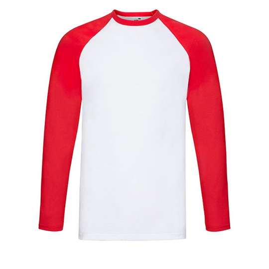 T-shirt Meski Raglanowy Bawelniany F296 - White & Red