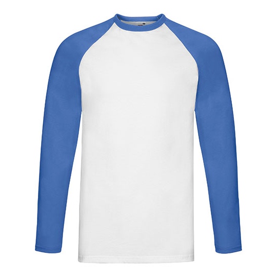 T-shirt Meski Raglanowy Bawelniany F296 - White & Royal Blue