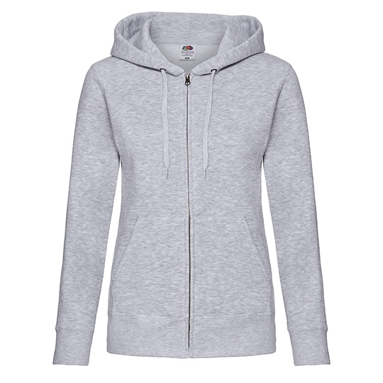 Damska bluza rozpinana z kapturem F440N - Heather Grey