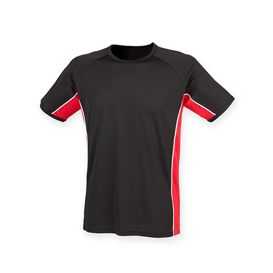 T-shirt Sportowy Meski Raglan Odprowadzajacy Wilgoc FH240 - Black & Red